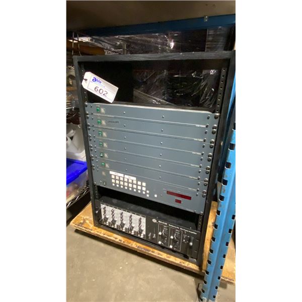 SHOW TEC MA-4120 MULTIZONE PA. MIX POWER AMPLIFIER, 6 KRAMER VM-100C VIDEO DISTRIBUTION AMPLIFIERS,