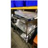 Image 1 : STAINLESS STEEL 3 TIER UTILITY CART WITH ASSORTED CAKE TRAYS, CLIP BOARDS, STORAGE BINS, PATTY