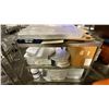 Image 2 : STAINLESS STEEL 3 TIER UTILITY CART WITH ASSORTED CAKE TRAYS, CLIP BOARDS, STORAGE BINS, PATTY