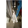 Image 6 : 6 WHITE WOOD STORAGE CABINETS APPROX 14"W X 23"D X 27.5"H & 4- 24" X 47" GREY TABLE TOPS WITH 16