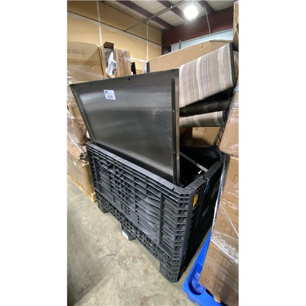 PALLER CRATE OF PLANTER POTS, AREA RUG, BOWLS, STAINLESS STEEL PANELS & ASSORTED ITEMS