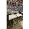 Image 2 : PAIR OF WHITE PADDED CHROME METAL FRAMED SLAT BACK BAR CHAIRS 30"H