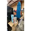 Image 1 : BOX OF EVENT THROW RUGS, OUTDOOR PATIO UMBRELLAS, & UMBRELLA STANDS