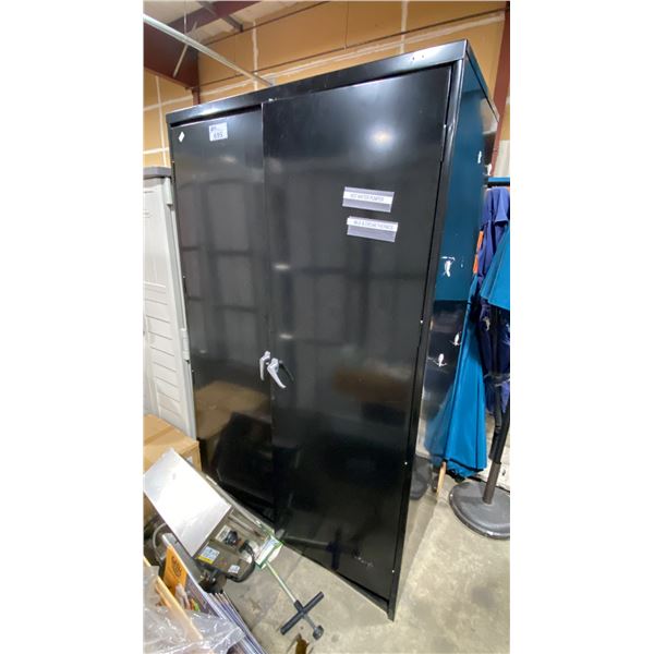 BLACK METAL 2 DOOR 48"W X 24"D X 78"H CONSUMABLES CABINET