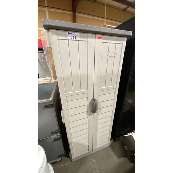 SUNCAST 2 DOOR PLASTIC 31"W X 25"D X 71"H OUTDOOR STORAGE CABINET