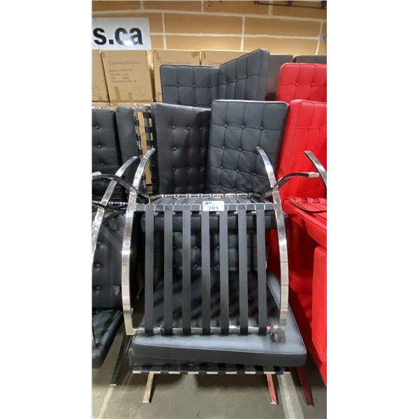 BLACK METAL FRAMED COMMERCIAL EVENT COUCH, LOVESEAT, & 2 CHAIR SET
