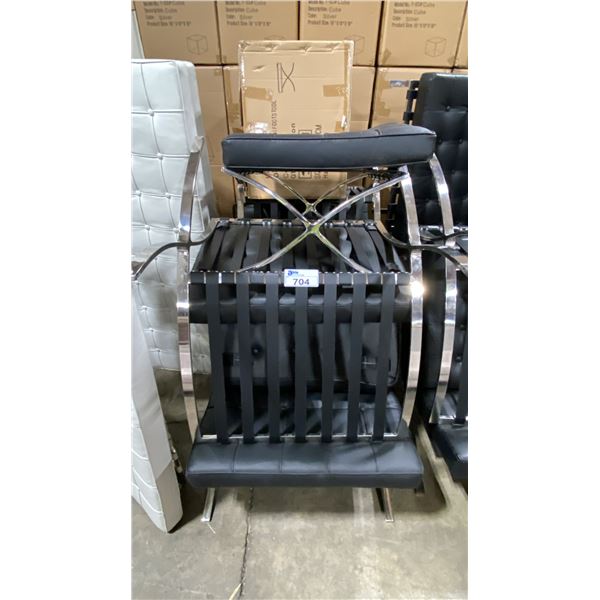 BLACK METAL FRAMED COMMERCIAL EVENT 4 CHAIR SET & 2 OTTOMANS