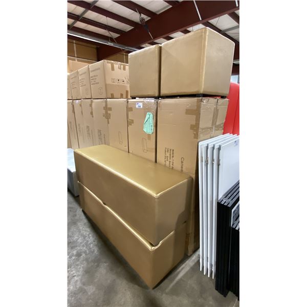 5 GOLD 60" OTTOMANS & 2 SMALL OTTOMANS