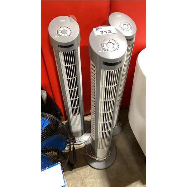 3 SEVILLE CLASSICS SILVER OSCILLATING TOWER FANS