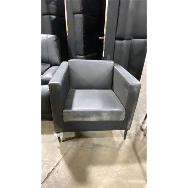 4 BLACK PADDED ARMCHAIRS