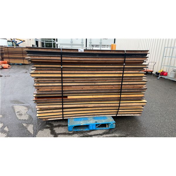 STACK OF 25 ASSORTED WOODEN 8' FOLDING EVENT TABLES