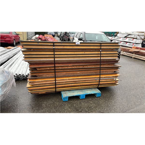 STACK OF 18 ASSORTED WOODEN 8' FOLDING EVENT TABLES