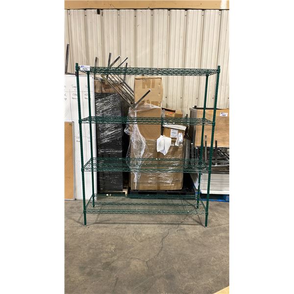 4 TIER 60"W X 18"D X 74"H GREEN COATED METRO STYLE RACKING SYSTEM