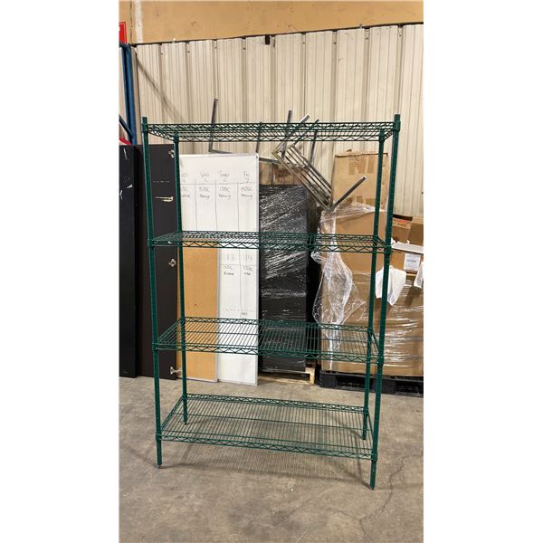 4 TIER 48"W X 18"D X 74"H GREEN COATED METRO STYLE RACKING SYSTEM