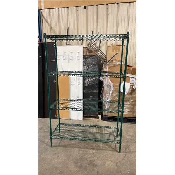 4 TIER 48"W X 18"D X 74"H GREEN COATED METRO STYLE RACKING SYSTEM
