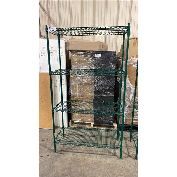 4 TIER 42"W X 18"D X 74"H GREEN COATED METRO STYLE RACKING SYSTEM