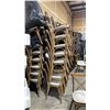 Image 2 : STACK OF 8 DARK WOOD CROSS BACK COMMERCIAL STACKING EVENT CHAIRS WITH CUSHIONS