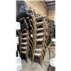 Image 2 : STACK OF 8 DARK WOOD CROSS BACK COMMERCIAL STACKING EVENT CHAIRS WITH CUSHIONS