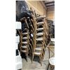 Image 2 : STACK OF 8 DARK WOOD CROSS BACK COMMERCIAL STACKING EVENT CHAIRS WITH CUSHIONS