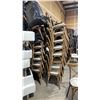 Image 2 : STACK OF 8 DARK WOOD CROSS BACK COMMERCIAL STACKING EVENT CHAIRS WITH CUSHIONS