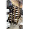 Image 2 : STACK OF 8 DARK WOOD CROSS BACK COMMERCIAL STACKING EVENT CHAIRS WITH CUSHIONS