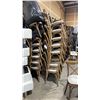 Image 2 : STACK OF 8 DARK WOOD CROSS BACK COMMERCIAL STACKING EVENT CHAIRS WITH CUSHIONS