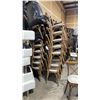 Image 2 : STACK OF 8 DARK WOOD CROSS BACK COMMERCIAL STACKING EVENT CHAIRS WITH CUSHIONS