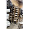 Image 2 : STACK OF 8 DARK WOOD CROSS BACK COMMERCIAL STACKING EVENT CHAIRS WITH CUSHIONS