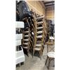 Image 2 : STACK OF 8 DARK WOOD CROSS BACK COMMERCIAL STACKING EVENT CHAIRS WITH CUSHIONS