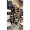 Image 2 : STACK OF 8 DARK WOOD CROSS BACK COMMERCIAL STACKING EVENT CHAIRS WITH CUSHIONS