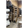 Image 2 : STACK OF 8 DARK WOOD CROSS BACK COMMERCIAL STACKING EVENT CHAIRS WITH CUSHIONS