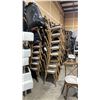 Image 2 : STACK OF 8 DARK WOOD CROSS BACK COMMERCIAL STACKING EVENT CHAIRS WITH CUSHIONS