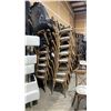 Image 2 : STACK OF 8 DARK WOOD CROSS BACK COMMERCIAL STACKING EVENT CHAIRS WITH CUSHIONS