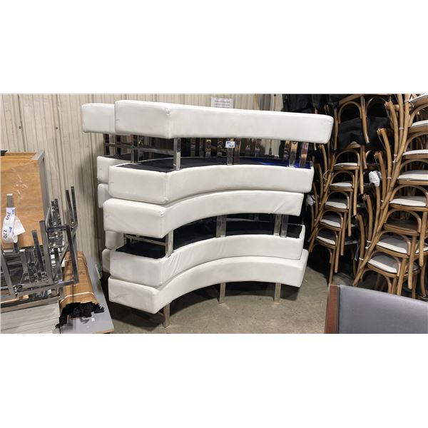 10 WHITE VINYL 60" CURVED COMMERCIAL PADDED EVENT BENCHES *MUST TAKE ALL 10*