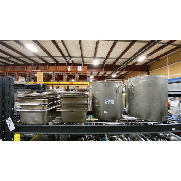 3 STAINLESS STEEL COMMERCIAL RESTAURANT STOCK POTS *NO LIDS* & ASSORTED LARGE STAINLESS