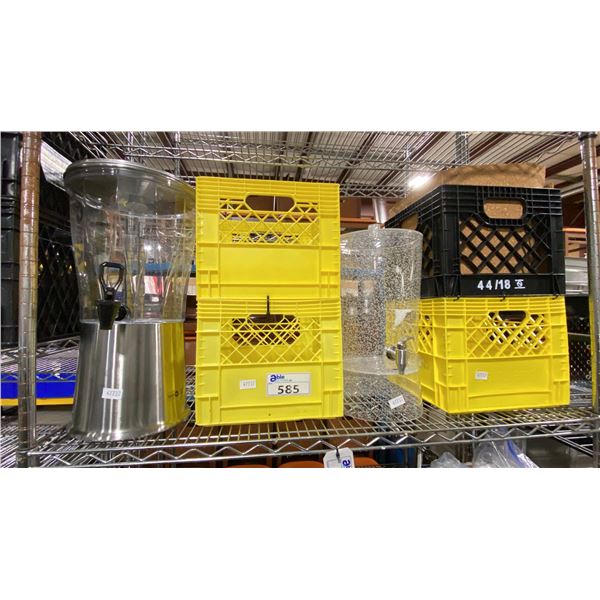 2 LARGE COLD DRINK DISPENSERS WITH TRANSPORT CRATES