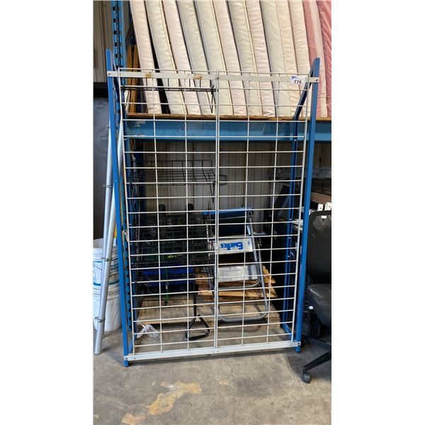 BLUE METAL FREE STANDING DISPLAY RACK