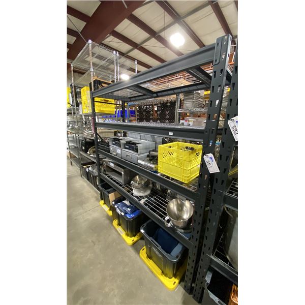 1 BAY OF BLACK ADJUSTABLE MESH DECK SHELVING 2- 78" UPRIGHTS, 8- 72" SIDE RAILS