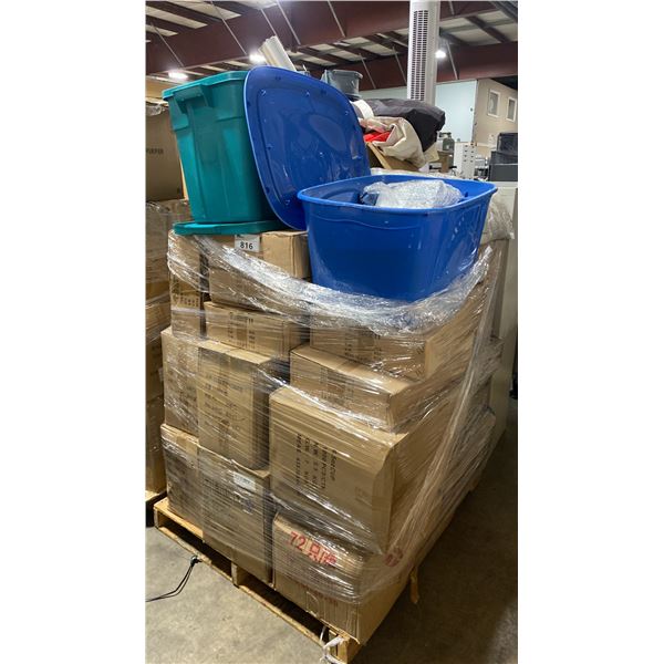 PALLET OF ASSORTED PLASTIC TAKE-OUT CONTAINERS, LIDS & EVENT GEAR *MUST TAKE ALL*