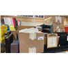 Image 2 : SHELF OF ASSORTED OFFICE SUPPLIES, TIRES, & BOOSTER SEAT *BINS INCLUDED, SHELF NOT INCLUDED*