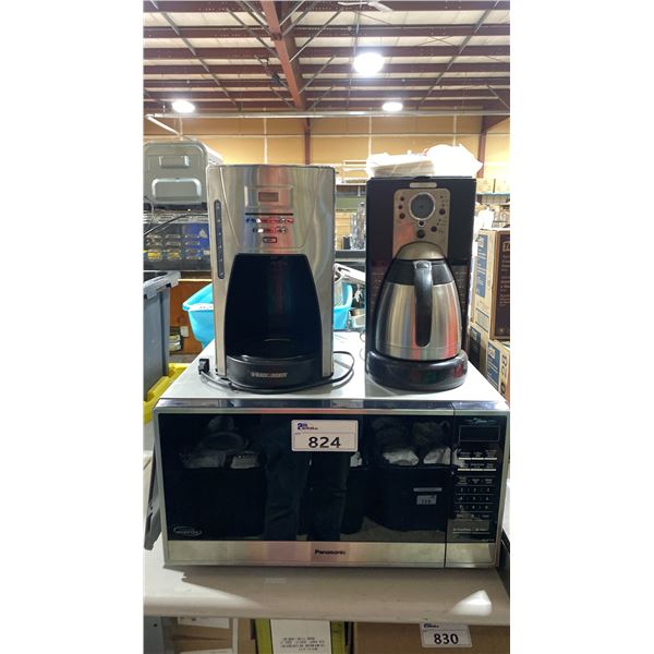 PANASONIC MICROWAVE OVEN & 2 COFFEE BREW STATIONS