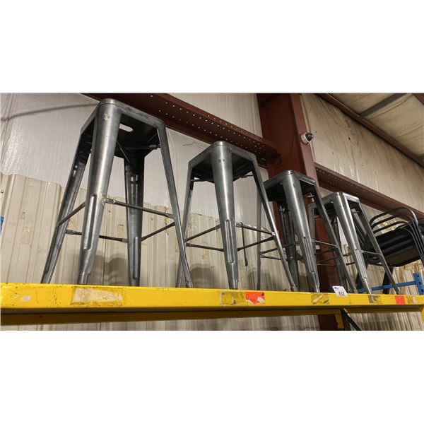 4 GREY METAL BAR HEIGHT EVENT STOOLS