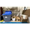 Image 3 : SHELF OF ASSORTED BINS OF TOOLS, & PLANT POTS *BINS INCLUDED*