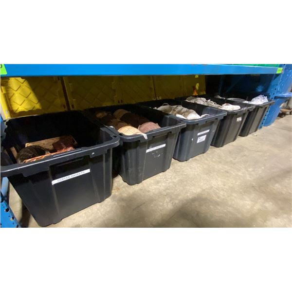SHELF OF ASSORTED BINS OF BASKETS, CLOTH BASKETS & TAKE-OUT CONTAINERS *BINS INCLUDED*