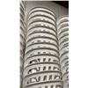 Image 4 : STACK OF 25 WHITE PLASTIC OUTDOOR SLAT BACK EVENT STACKING CHAIRS