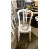 Image 2 : STACK OF 25 WHITE PLASTIC OUTDOOR SLAT BACK EVENT STACKING CHAIRS