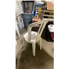 Image 3 : STACK OF 25 WHITE PLASTIC OUTDOOR SLAT BACK EVENT STACKING CHAIRS