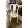 Image 2 : STACK OF 25 WHITE PLASTIC OUTDOOR SLAT BACK EVENT STACKING CHAIRS