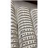 Image 4 : STACK OF 25 WHITE PLASTIC OUTDOOR SLAT BACK EVENT STACKING CHAIRS