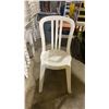 Image 2 : STACK OF 25 WHITE PLASTIC OUTDOOR SLAT BACK EVENT STACKING CHAIRS